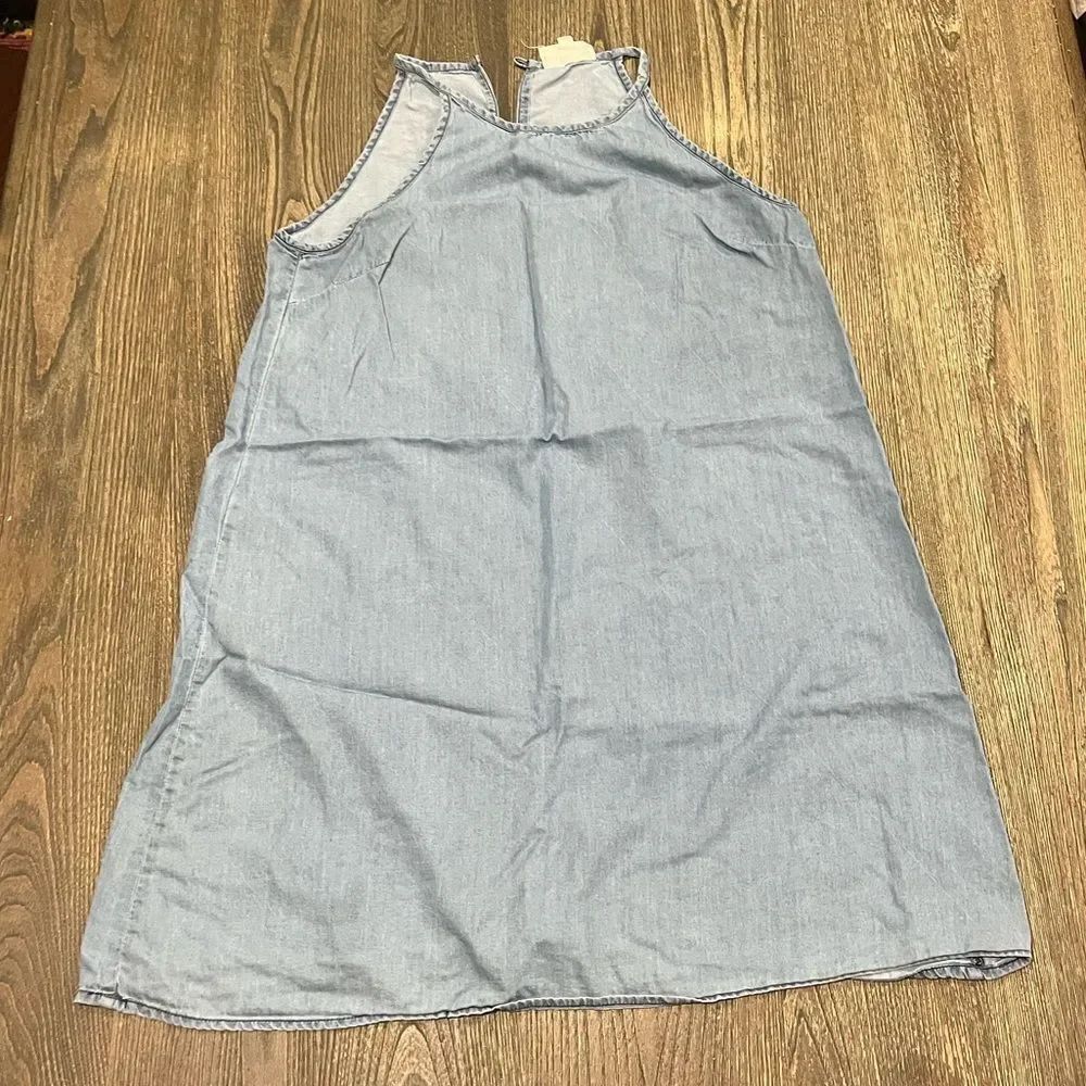 Olive + Oak Womens Denim Tank Dress Sleeveless Pullover Cotton Blue Size M